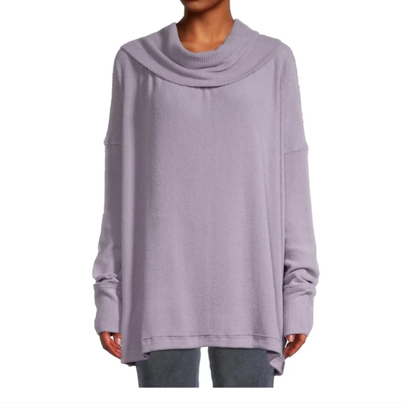 Free People  lavender ribbed oversize top size XS - Picture 1 of 3